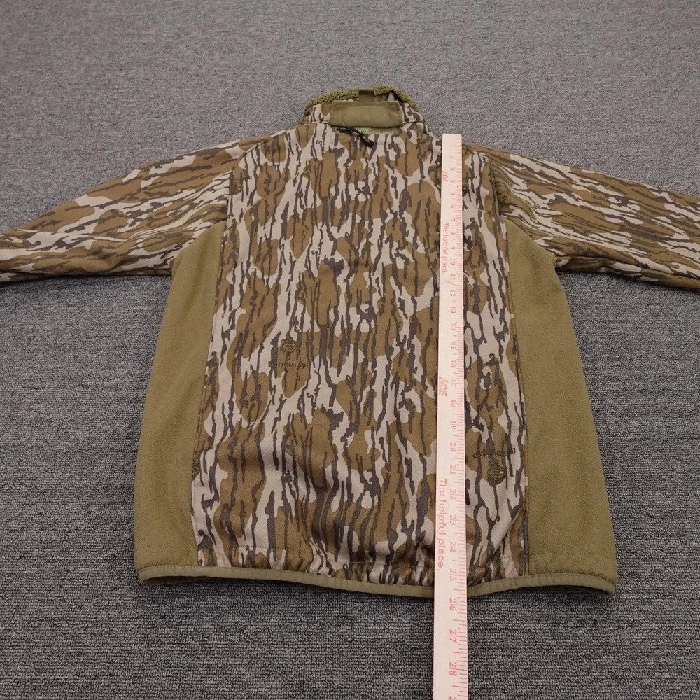 CHG Elite Jacket Mens Medium Brown Camo Fleece Full Zip Mossy Oak Bottomland